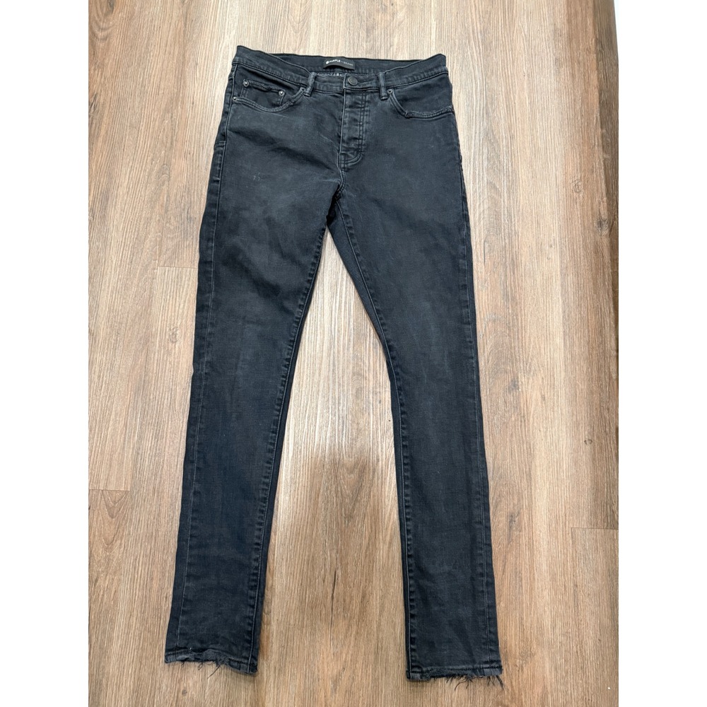 Purple Brand P001 Skinny Jeans Mens 31 Faded Black Raw Hem Low Rise Stretch P001